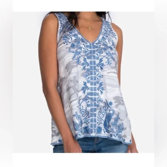Johnny Was Pearl Camo Harriet Linen Tank Top - Picture 11 of 12